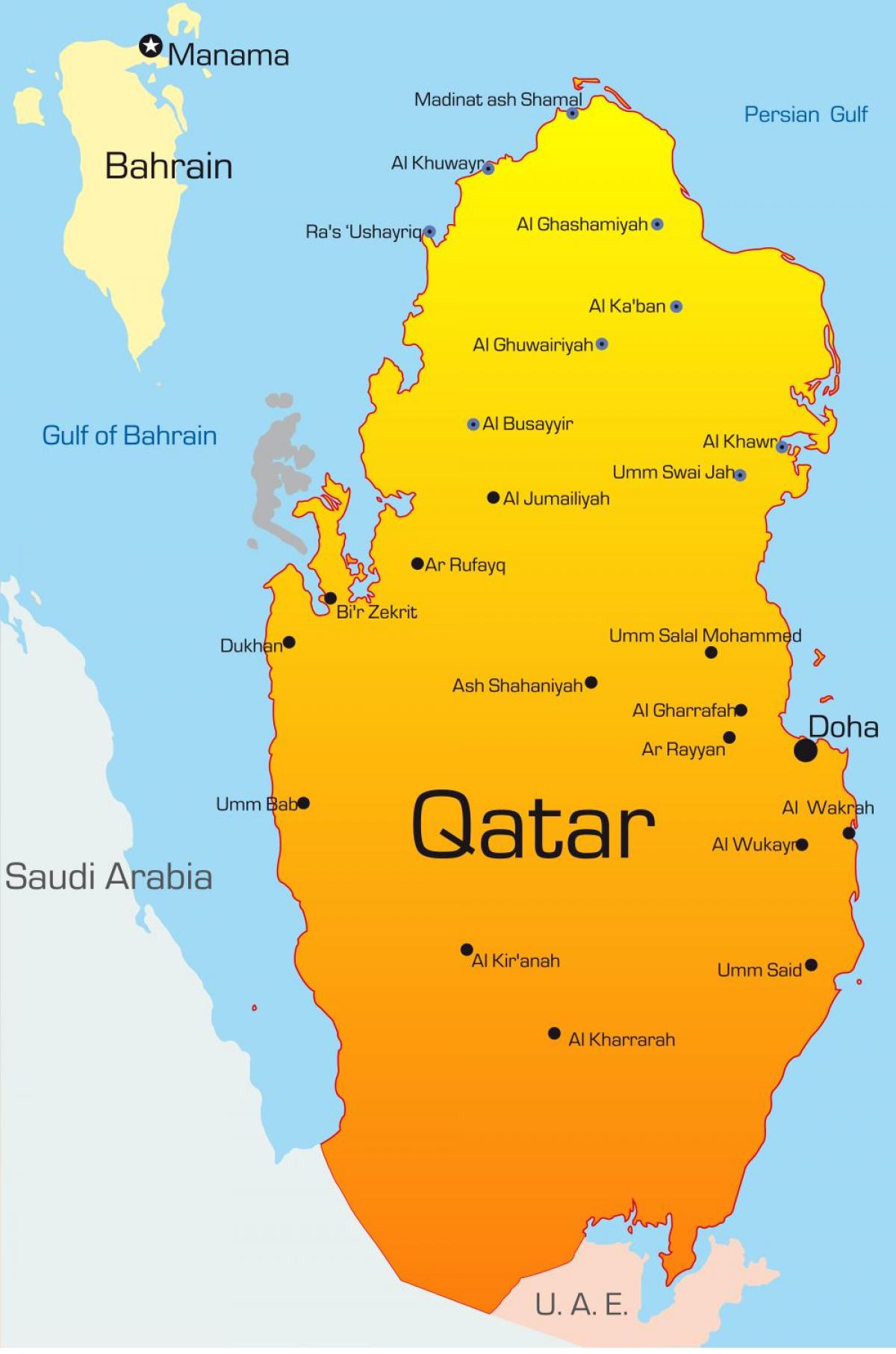 Mapa de capital de qatar 