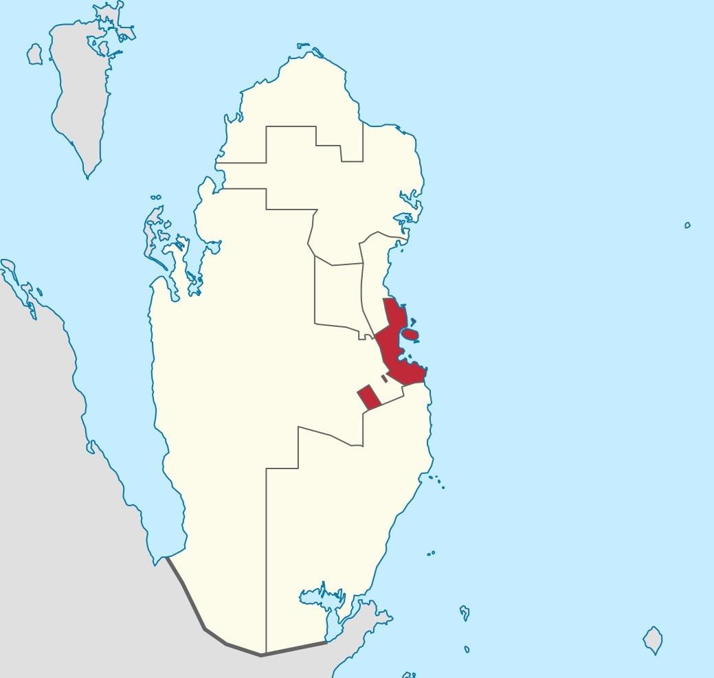 Mapa de doha, qatar ubicación en el mundo