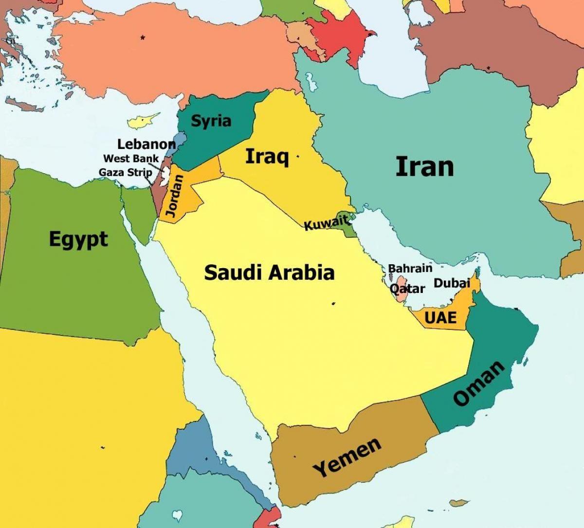 mapa de qatar y los países vecinos
