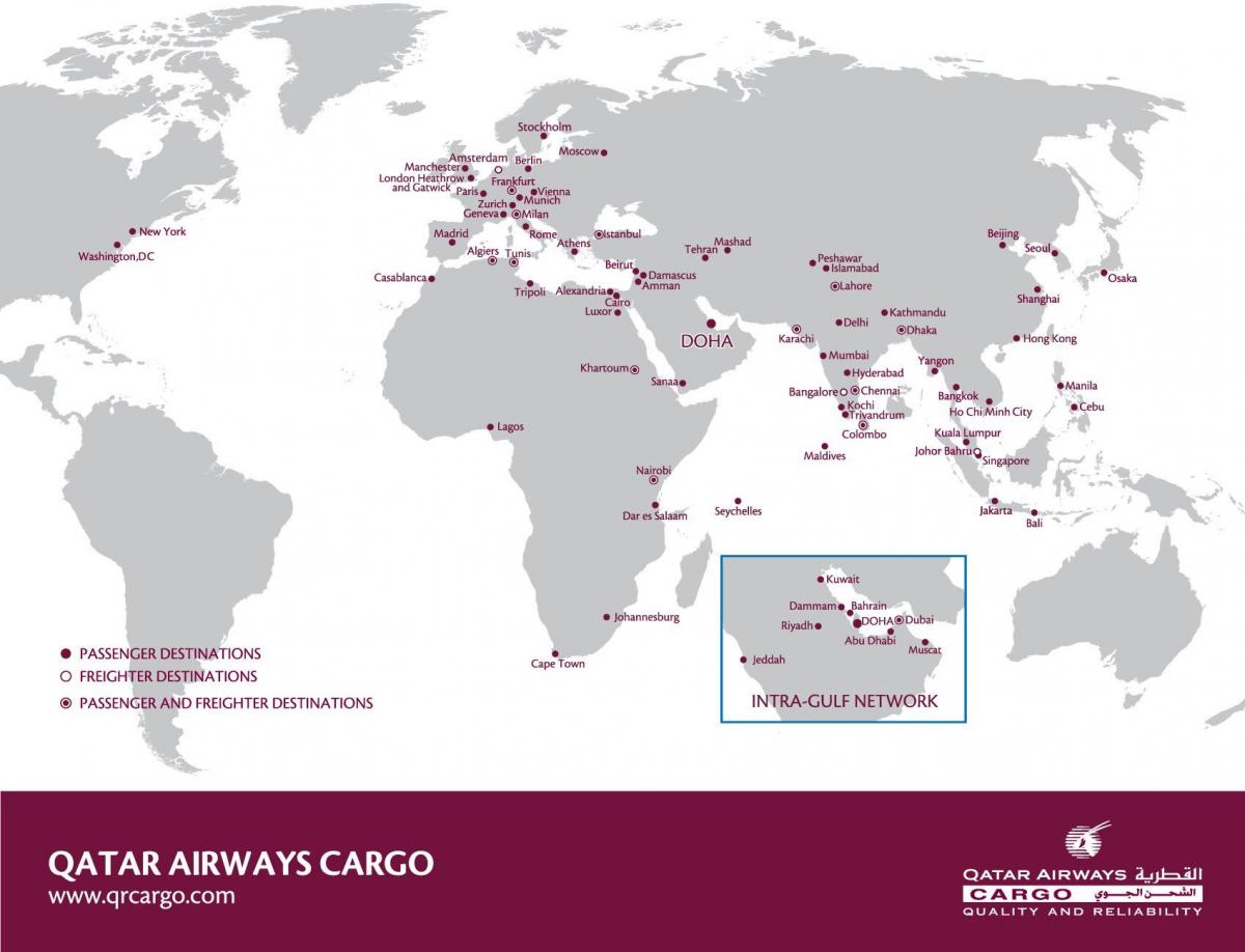 qatar airways mapa de la red