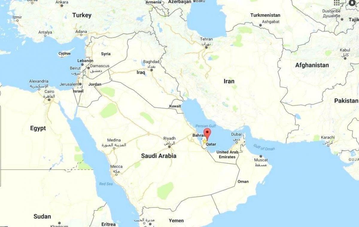 mapa del mundo que muestra qatar