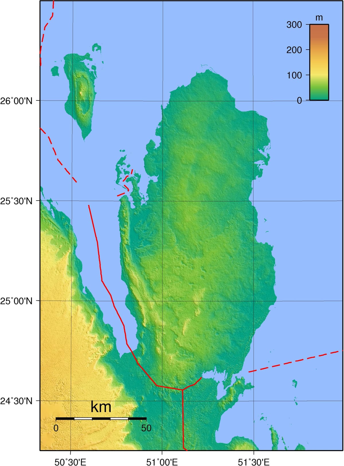 Mapa de qatar geografía