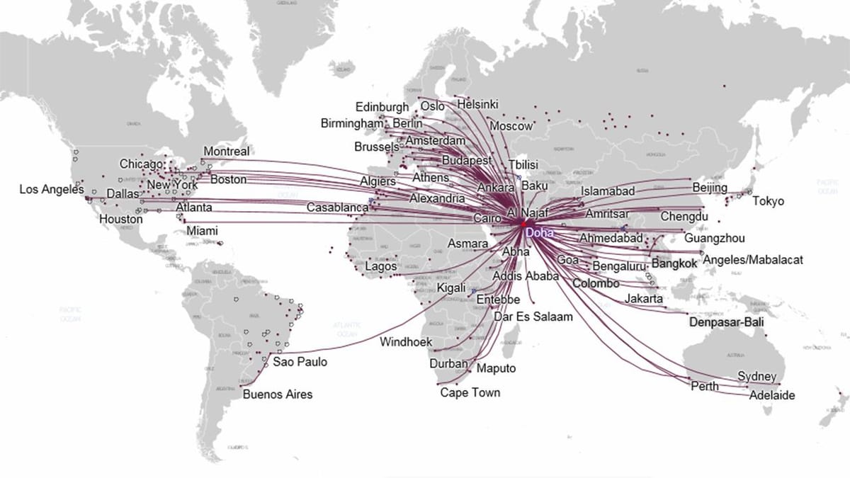 qatar airways mapa de la ruta europa