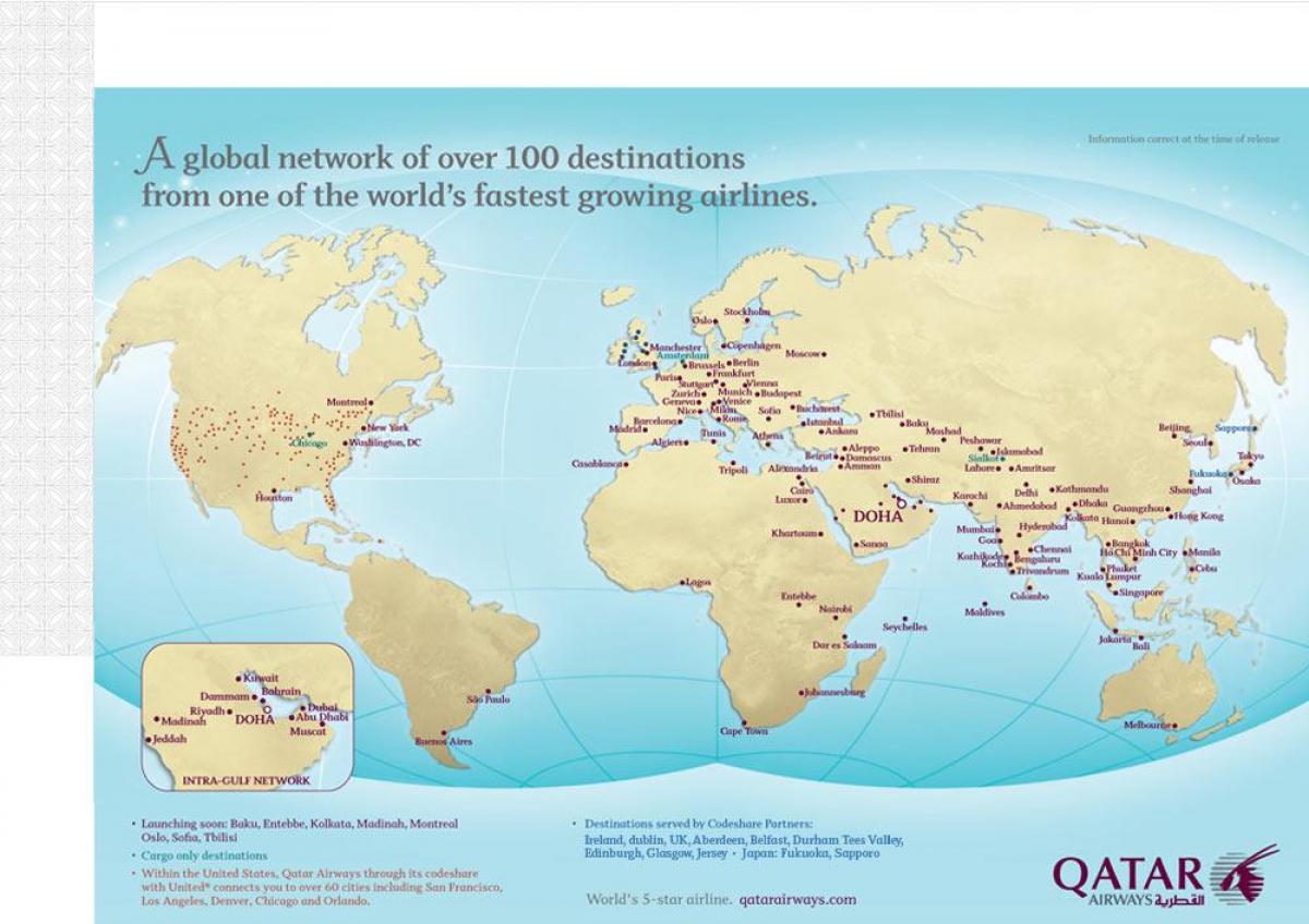 qatar rutas de vuelo mapa
