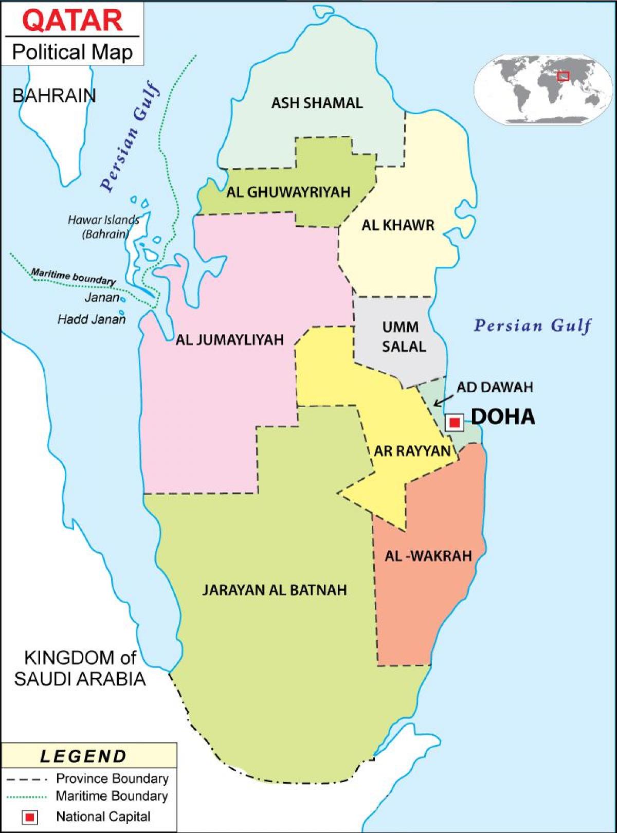 mapa de qatar región