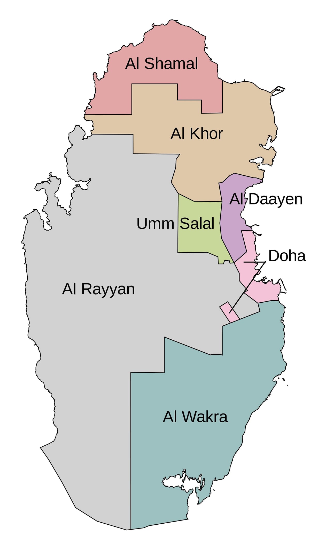 Mapa de qatar municipio 