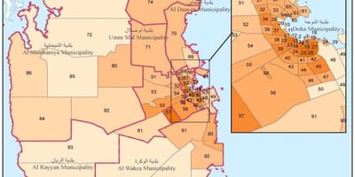 Mapa de qatar de la población
