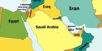 Mapa de qatar y los países vecinos