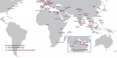 Qatar airways mapa de la red
