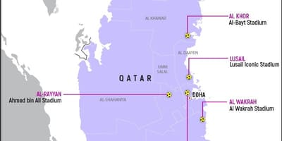 Mapa de qatar la copa mundial de estadios 