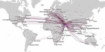 Qatar airways mapa de la ruta europa